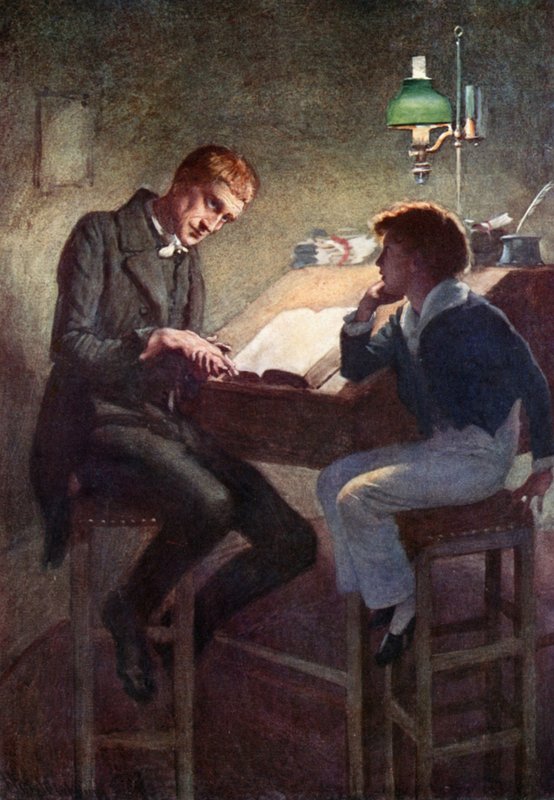 David Copperfield e Uriah Heep (cor litho) de Harold Copping