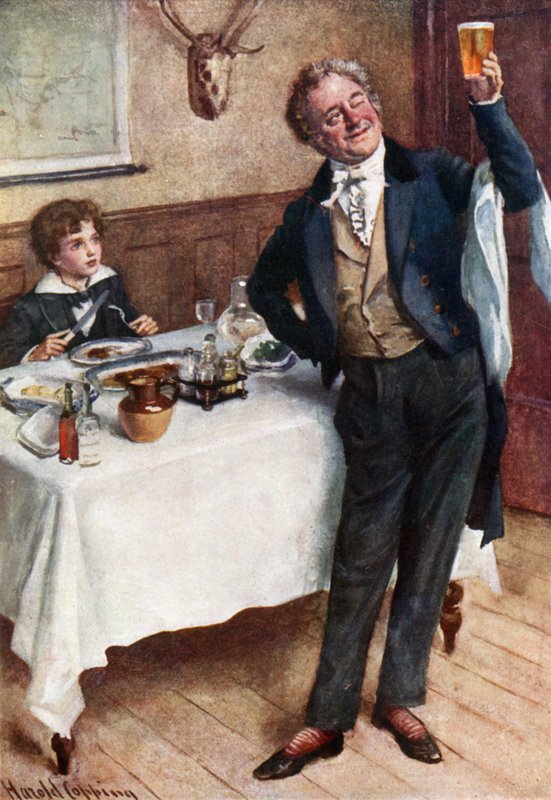 David e o Empregado Amigável (cor litho) de Harold Copping