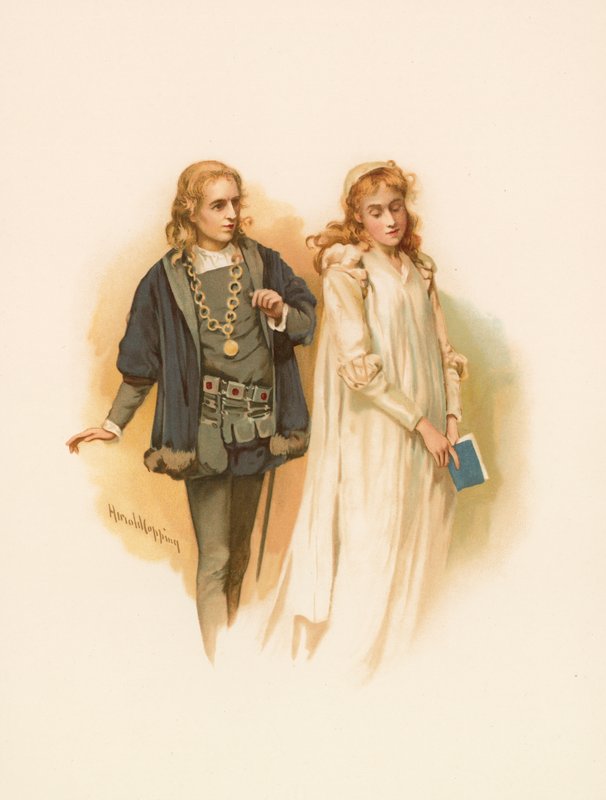 Hamlet e Ofélia de Harold Copping