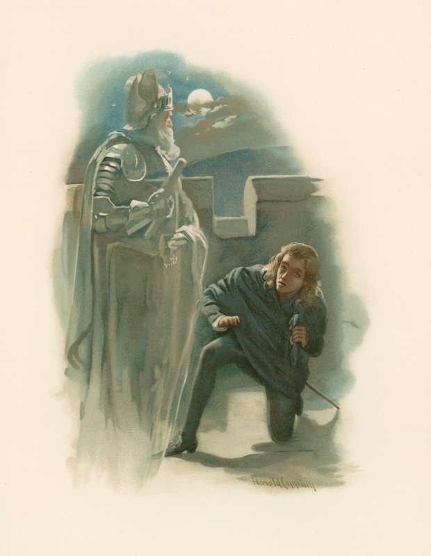 Hamlet e o fantasma de seu pai de Harold Copping