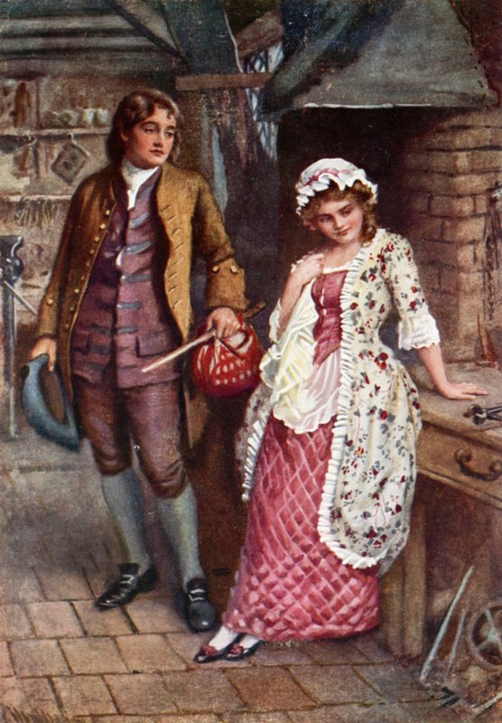 Joe Willet e Dolly Varden (cor litho) de Harold Copping