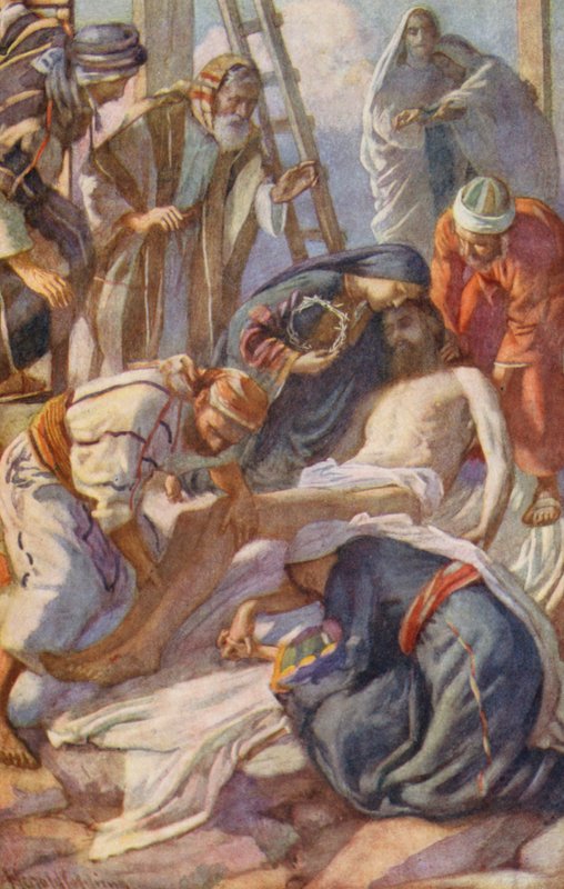 Novo Testamento: Na Cruz (litografia a cores) de Harold Copping