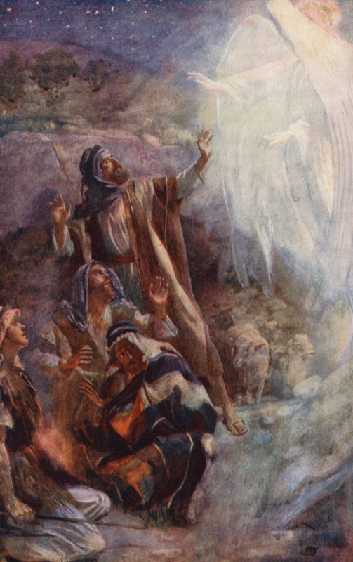 Novo Testamento: Os pastores de Belém (litografia a cores) de Harold Copping