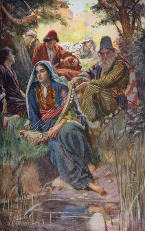 Antigo Testamento: Junto aos rios da Babilónia (litografia a cores) de Harold Copping