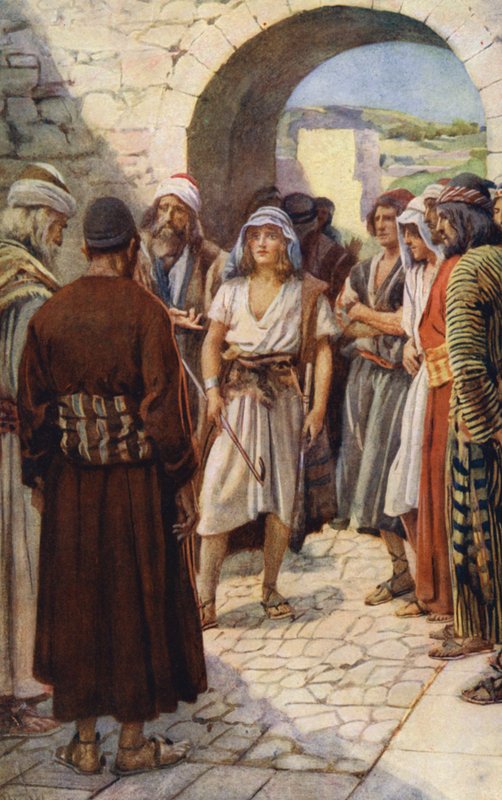 Antigo Testamento: David convocado perante Samuel (litografia a cores) de Harold Copping