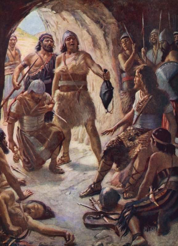 Antigo Testamento: Os três poderosos de David (litografia a cores) de Harold Copping