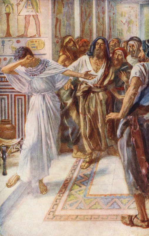 Antigo Testamento: José dado a conhecer aos seus irmãos (litografia a cores) de Harold Copping