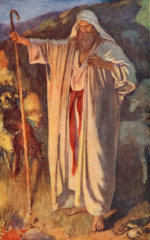 Antigo Testamento: A Sarça Ardente (litografia a cores) de Harold Copping