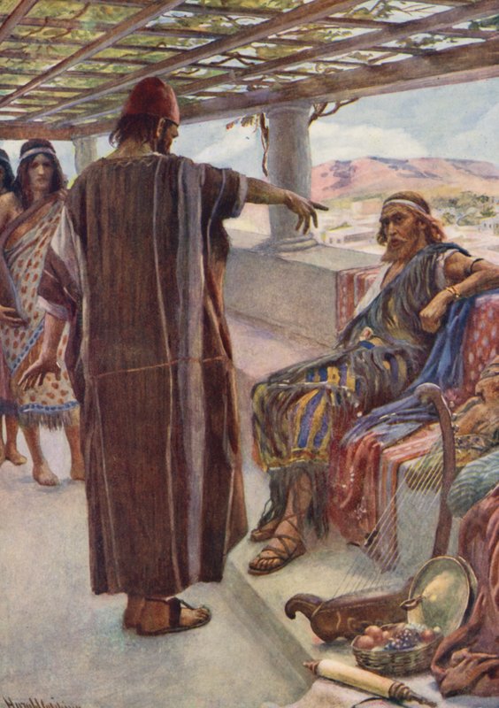 Antigo Testamento: "Tu és o homem" (litografia a cores) de Harold Copping