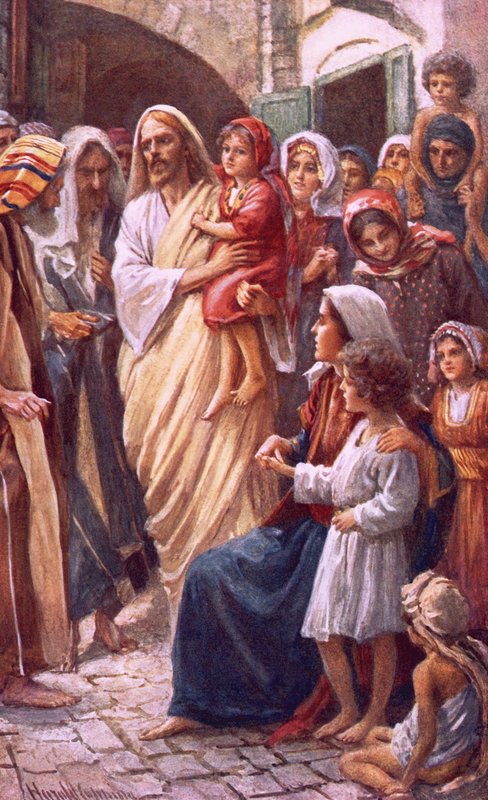 O senhor abençoando as crianças de Harold Copping