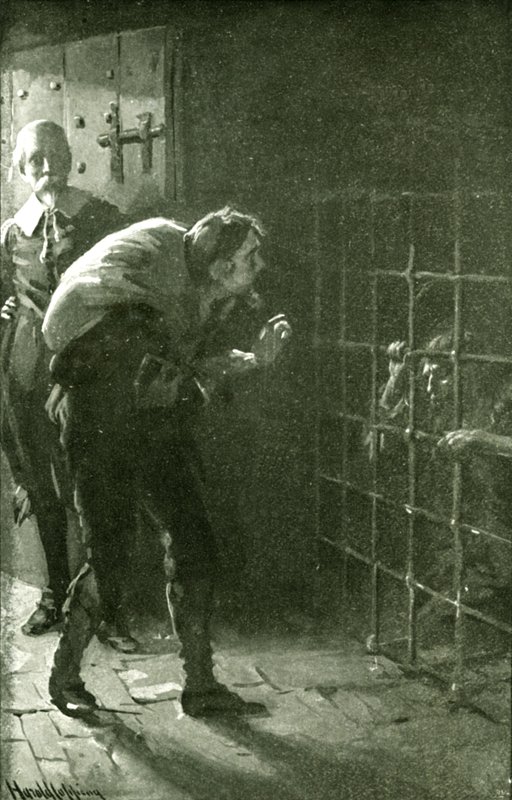 O homem na gaiola de ferro (litho) de Harold Copping