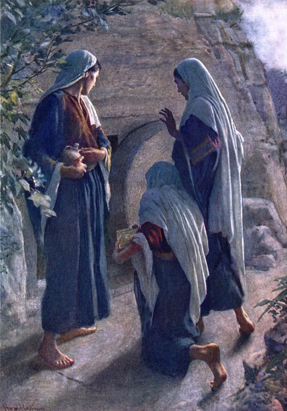 A mulher no Sepulchre (cor litho) de Harold Copping