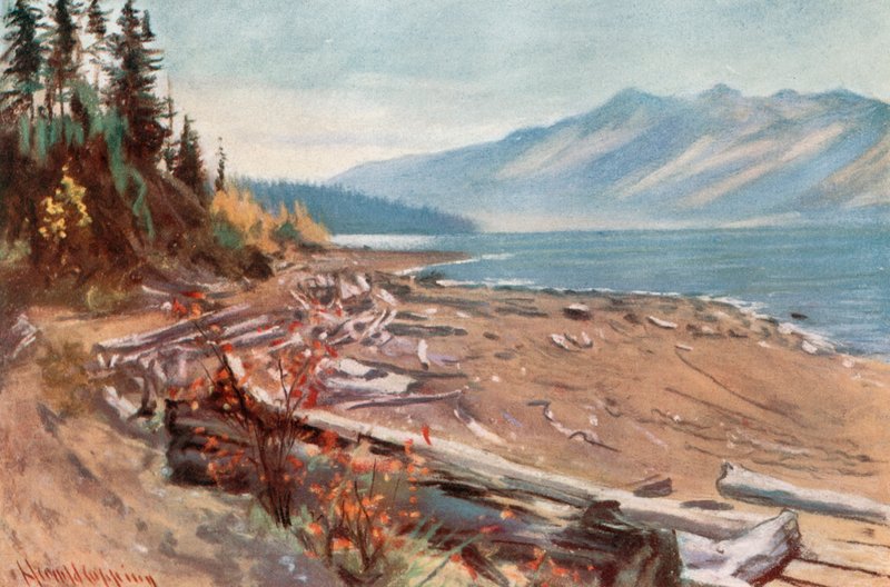 Vista da margem do Lago Kootenay de Harold Copping