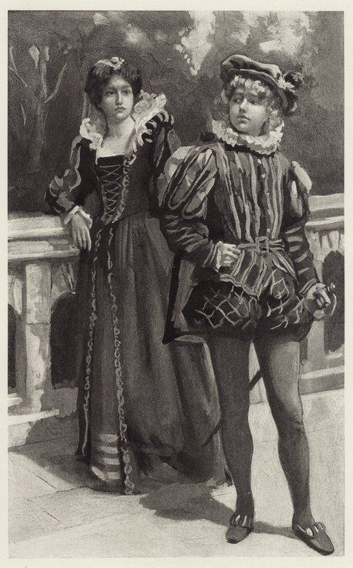 Viola se apressou de sua presença, ameaçando nunca mais vir implorar o amor de Orsinos de Harold Copping