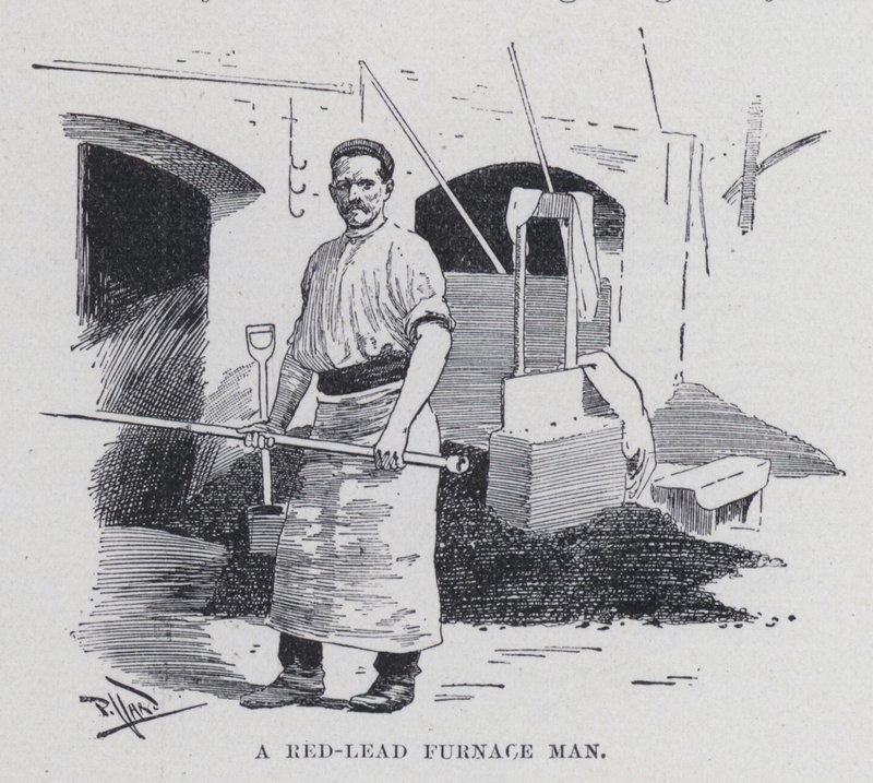 Um homem do forno de chumbo vermelho (foto a p/b) de Harold Hume Piffard