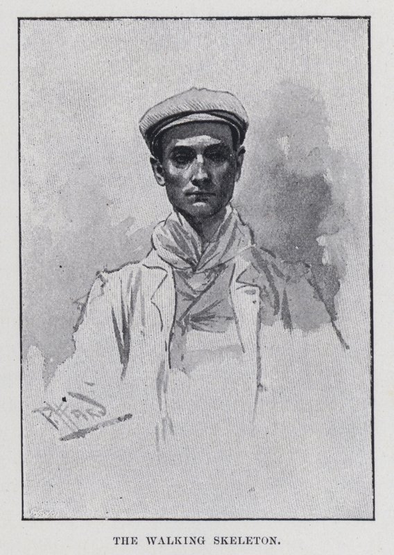 O esqueleto da caminhada (foto a p/b) de Harold Hume Piffard
