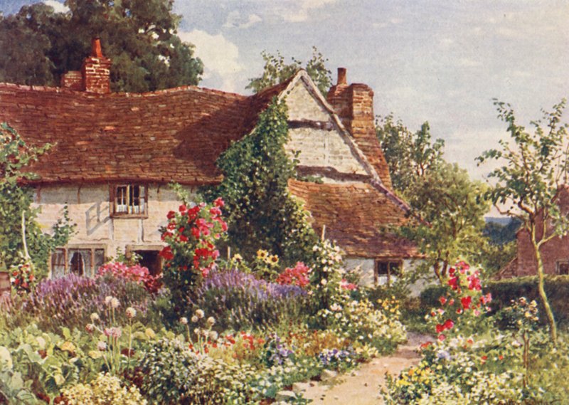 Uma casa de campo perto de Bisley (litografia a cores) de Harold Sutton Palmer