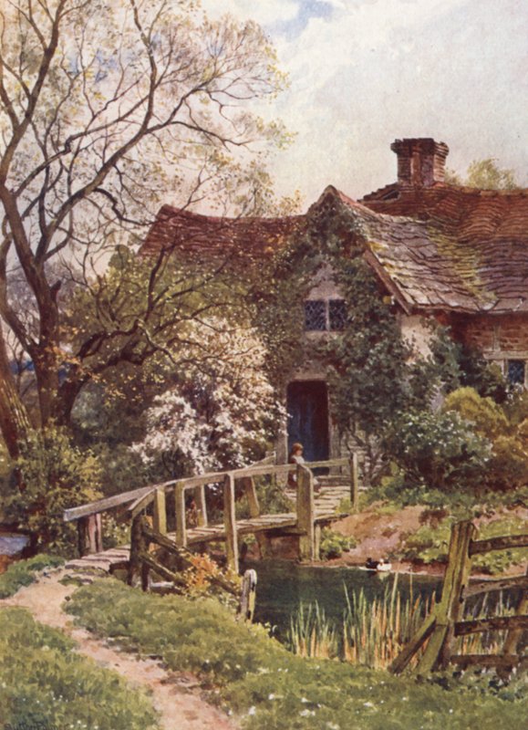 Uma casa de campo antiga perto de Ockley (litografia a cores) de Harold Sutton Palmer