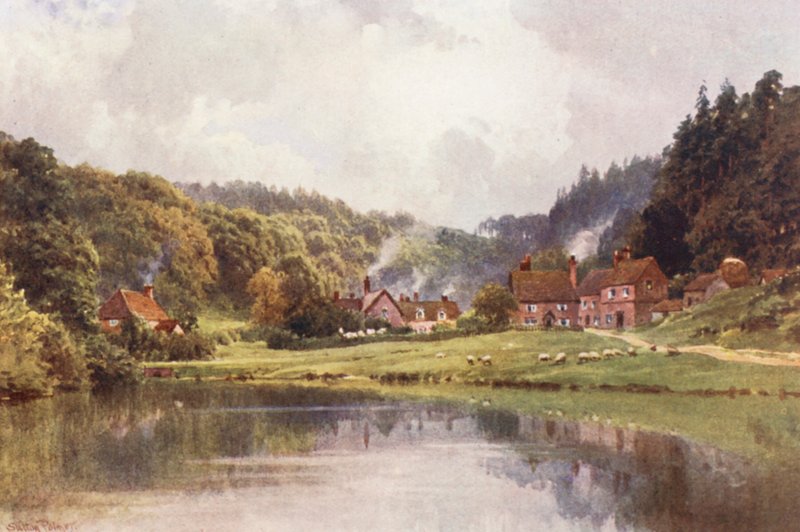 Friday Street, a caminho de Leith Hill (litografia a cores) de Harold Sutton Palmer
