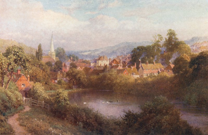 Godalming, A Bit of the Old Town (litografia a cores) de Harold Sutton Palmer