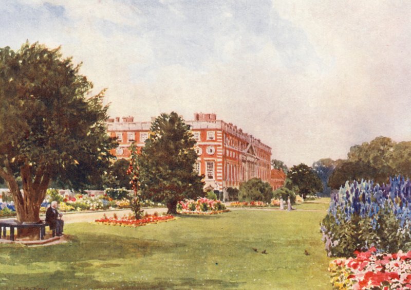 Hampton Court (litografia a cores) de Harold Sutton Palmer