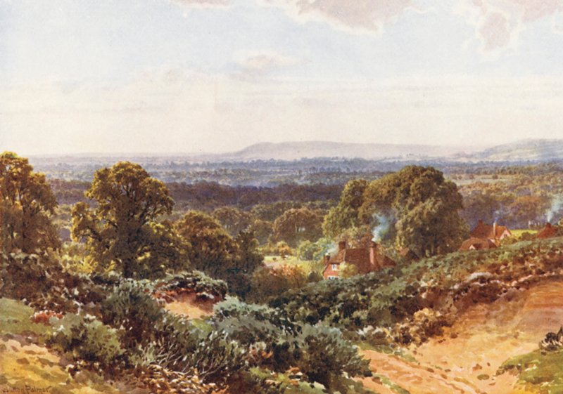 Sandhills, na direção de Blackdown (litografia a cores) de Harold Sutton Palmer