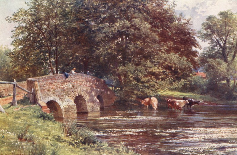 Ponte de Somerset, perto de Elstead (litografia a cores) de Harold Sutton Palmer
