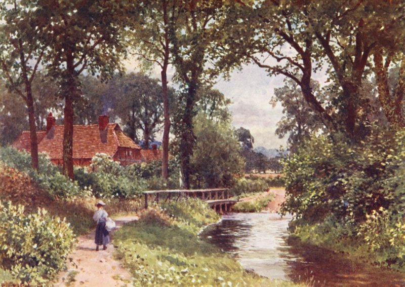 The Bourne, Chobham (litografia a cores) de Harold Sutton Palmer
