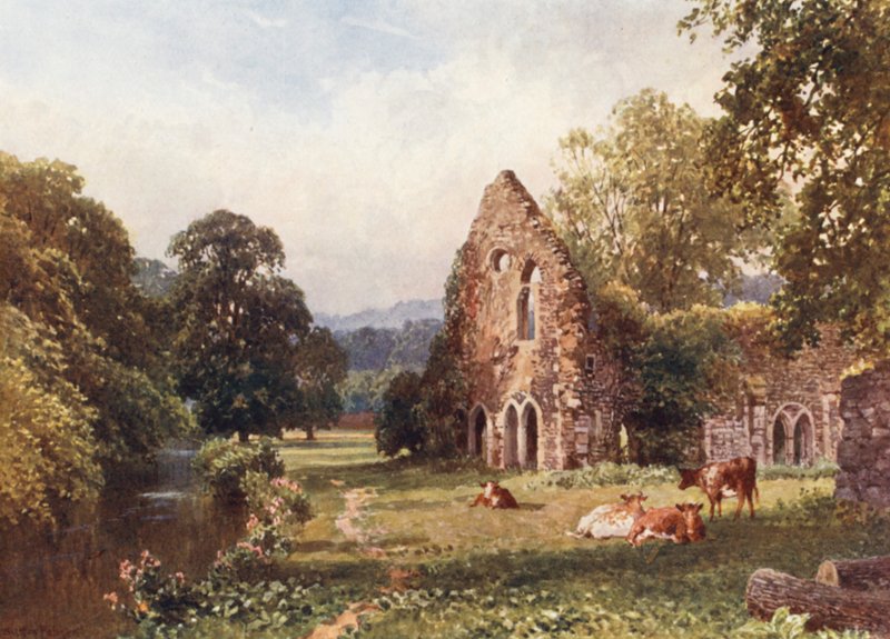 Waverley Abbey, perto de Farnham (litografia a cores) de Harold Sutton Palmer