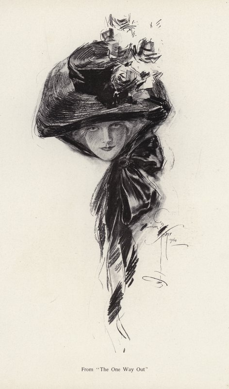Personagem do romance, The One Way Out, de Bettina Von Hutten (litho) de Harrison Fisher
