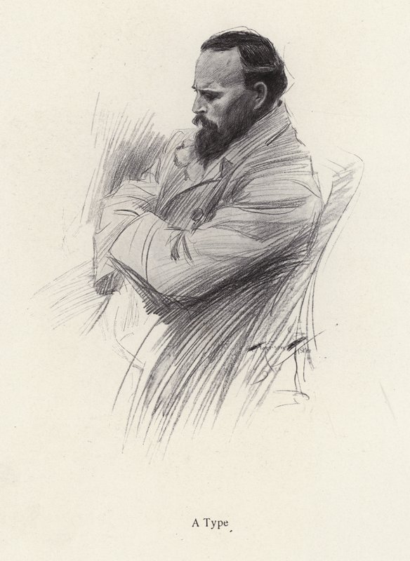 Retrato de um homem sentado (litho) de Harrison Fisher