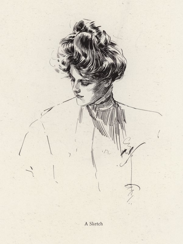 Retrato de uma mulher (litho) de Harrison Fisher