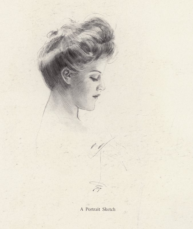 Retrato de uma mulher de perfil (litho) de Harrison Fisher