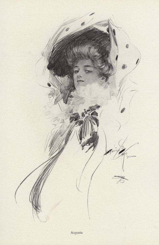 Retrato de uma mulher chamada Augusta (litho) de Harrison Fisher