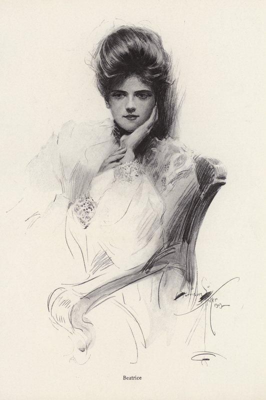 Retrato de uma mulher chamada Beatrice (litho) de Harrison Fisher
