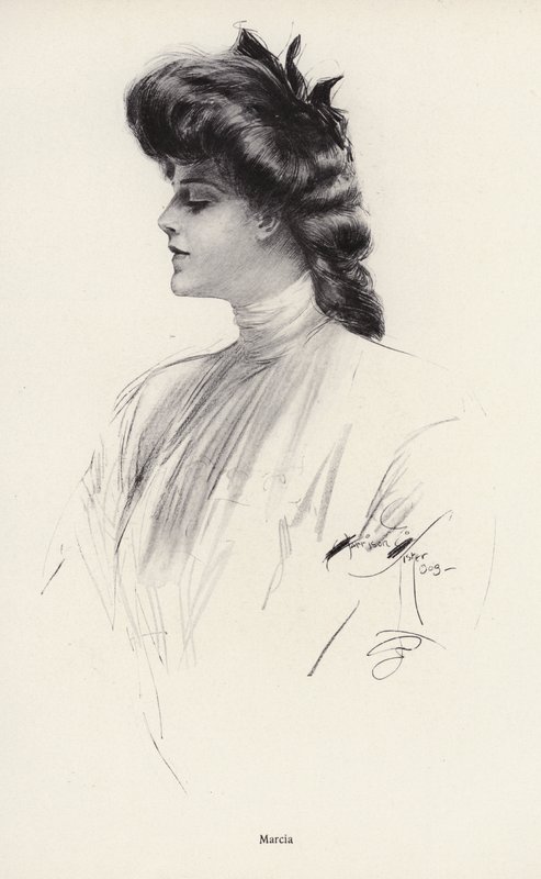 Retrato de uma mulher chamada Marcia (litho) de Harrison Fisher