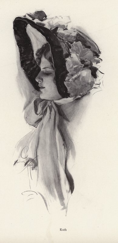 Retrato de uma mulher chamada Ruth (litho) de Harrison Fisher