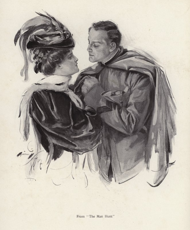 Cena de The Man Hunt (litho) de Harrison Fisher