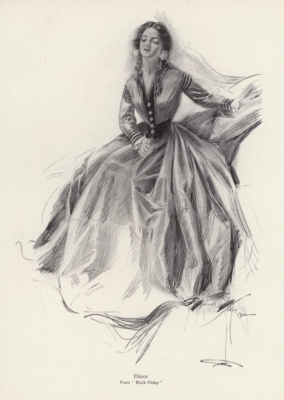 A personagem Elinor de Black Friday (litho) de Harrison Fisher