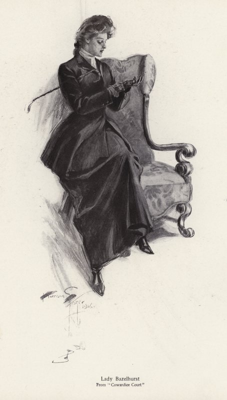 A personagem Lady Bazelhurst do romance, Cowardice Court, de George Barr McCutcheon (litho) de Harrison Fisher