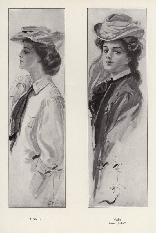 A personagem Nedra do romance Nedra, de George Barr McCutcheon (litho) de Harrison Fisher