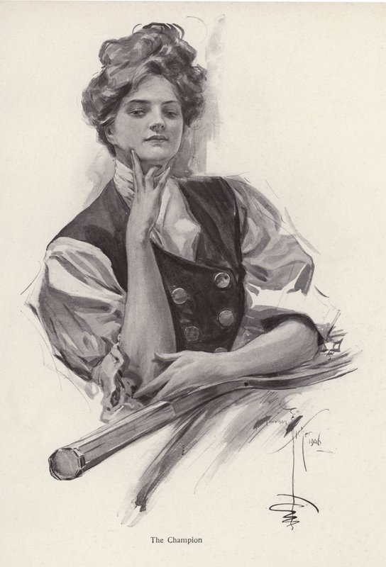 Jovem mulher, campeã de ténis (litho) de Harrison Fisher