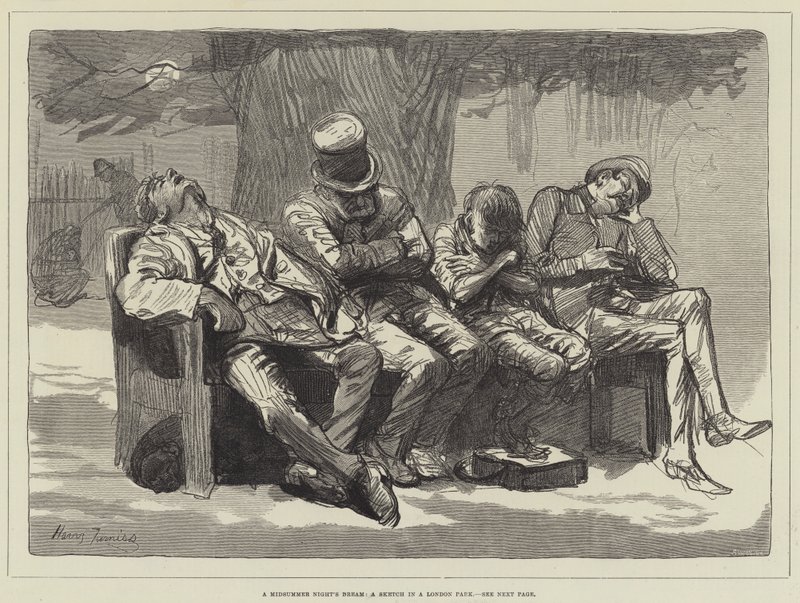 Sonho de uma noite de verão, um esboço em um parque de Londres de Harry Furniss
