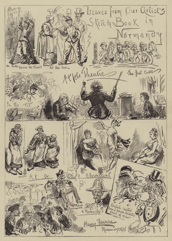 Folhas do livro de desenho do nosso artista na Normandia de Harry Furniss