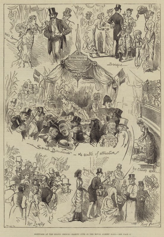 Esboços no Grand French Charity Fete no Royal Albert Hall de Harry Furniss