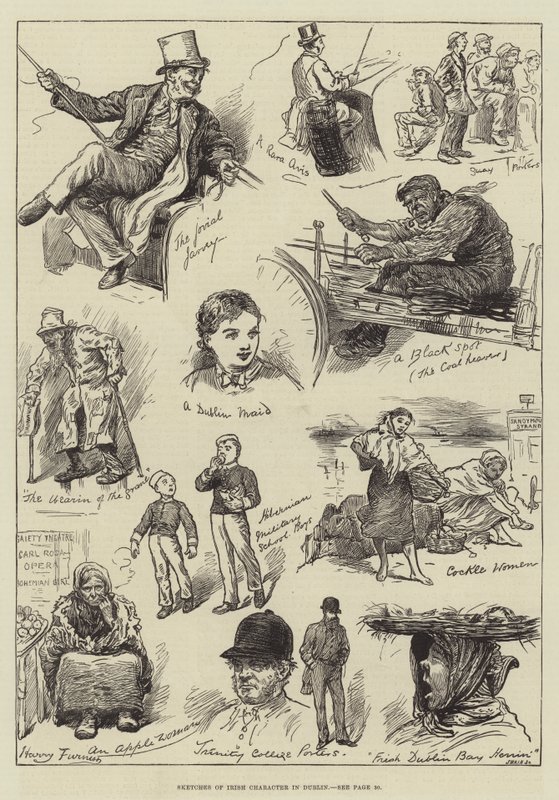 Esboços de caráter irlandês em Dublin de Harry Furniss