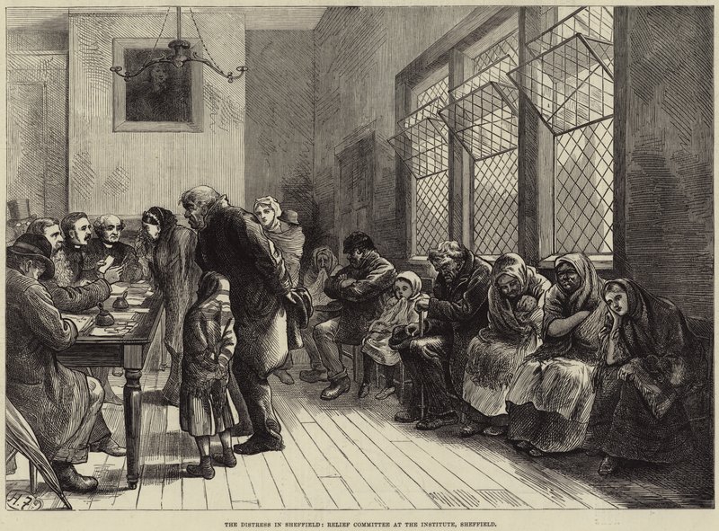 A aflição em Sheffield, Comitê de Socorro do Instituto, Sheffield de Harry Furniss