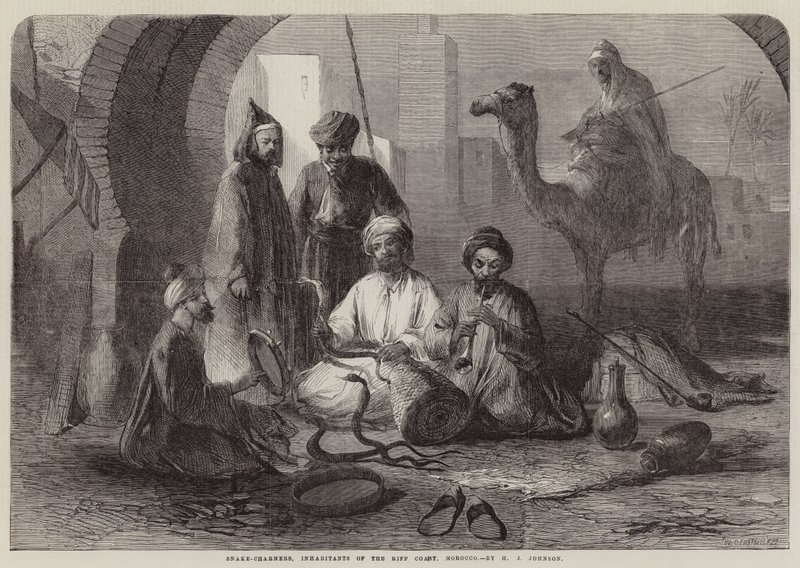 Encantadores de Serpentes, Habitantes da Costa do Riff, Marrocos de Harry John Johnson