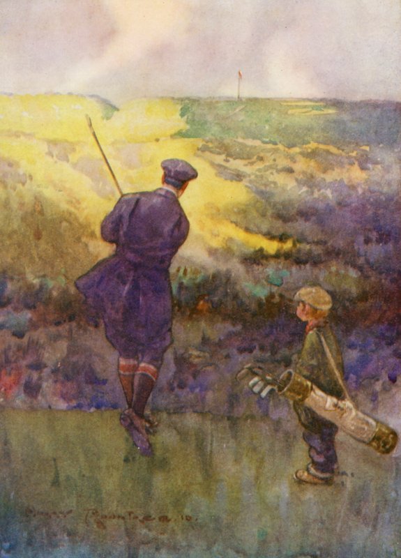 Campos de golfe: Deal, a jogar no "Sandy Parlour" (litografia a cores) de Harry (1878-1950) Rountree