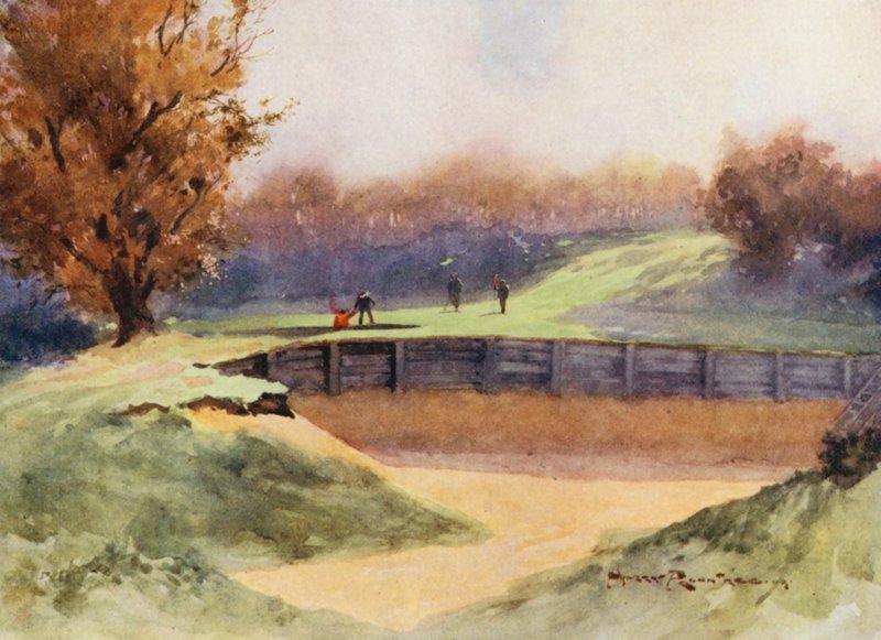 Campos de golfe: Northwood, "Morte ou Glória" , o oitavo buraco (litografia a cores) de Harry (1878 1950) Rountree